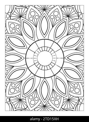 Page de coloration de style Mandala simple, motif Mandala 8,5" x 11 pour KDP, Coloriage adulte, Coloriage Mandala pour enfants Illustration de Vecteur