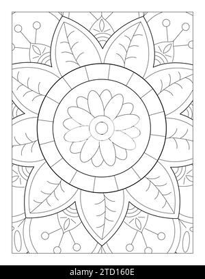 Page de coloration de style Mandala simple, motif Mandala 8,5" x 11 pour KDP, Coloriage adulte, Coloriage Mandala pour enfants Illustration de Vecteur