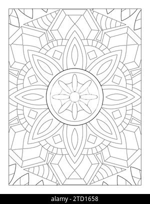 Page de coloration de style Mandala simple, motif Mandala 8,5" x 11 pour KDP, Coloriage adulte, Coloriage Mandala pour enfants Illustration de Vecteur