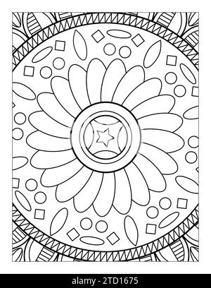 Page de coloration de style Mandala simple, motif Mandala 8,5" x 11 pour KDP, Coloriage adulte, Coloriage Mandala pour enfants Illustration de Vecteur