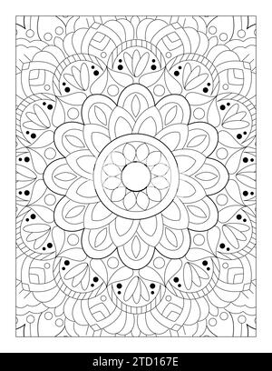 Page de coloration de style Mandala simple, motif Mandala 8,5" x 11 pour KDP, Coloriage adulte, Coloriage Mandala pour enfants Illustration de Vecteur