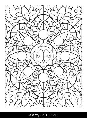 Page de coloration de style Mandala simple, motif Mandala 8,5" x 11 pour KDP, Coloriage adulte, Coloriage Mandala pour enfants Illustration de Vecteur