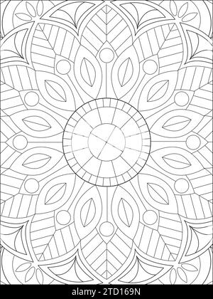 Page de coloration de style Mandala simple, motif Mandala 8,5" x 11 pour KDP, Coloriage adulte, Coloriage Mandala pour enfants Illustration de Vecteur