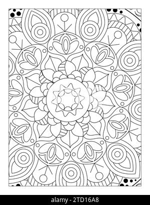 Page de coloration de style Mandala simple, motif Mandala 8,5" x 11 pour KDP, Coloriage adulte, Coloriage Mandala pour enfants Illustration de Vecteur