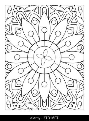 Page de coloration de style Mandala simple, motif Mandala 8,5" x 11 pour KDP, Coloriage adulte, Coloriage Mandala pour enfants Illustration de Vecteur