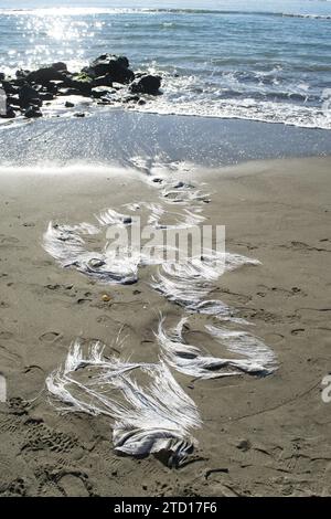 formes et couleurs sur la plage créées à partir de morceaux de plastique Banque D'Images