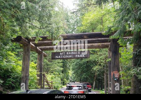 L'entrée du parc national du Mont Rainier, Washington, États-Unis Banque D'Images