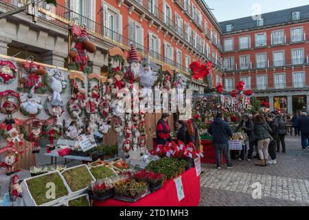 Marché de Noël sur la Plaza Mayor, Madrid Banque D'Images