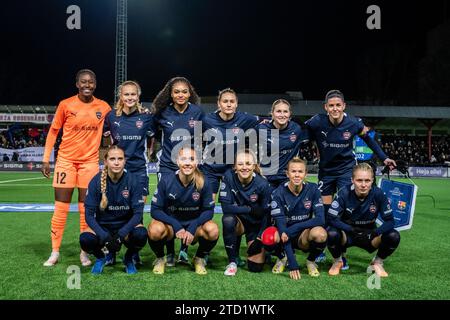 Malmoe, Suède. 13 décembre 2023. Le départ 11 du FC Rosengaard pour le match de la Ligue des champions féminine de l’UEFA entre le FC Rosengaard et le FC Barcelone à Malmö Idrottsplats à Malmö. (Crédit photo : Gonzales photo - Joe Miller). Banque D'Images