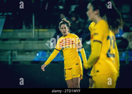 Malmoe, Suède. 13 décembre 2023. Marta Torrejon (8 ans) du FC Barcelone a été vue lors du match de la Ligue des champions féminine de l’UEFA entre le FC Rosengaard et le FC Barcelone au Malmö Idrottsplats à Malmö. (Crédit photo : Gonzales photo - Joe Miller). Banque D'Images