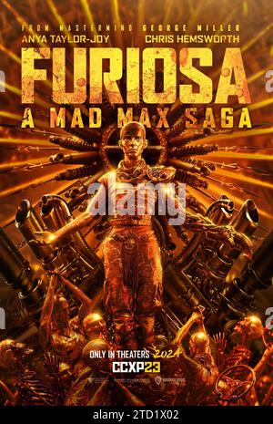 DATE DE SORTIE : 24 mai 2024. TITRE : Furiosa : a Mad Max Saga. STUDIO : Village Roadshow Pictures. RÉALISATEUR : George Miller. INTRIGUE : l'histoire d'origine de la guerrière renégate Furiosa avant sa rencontre et son équipe avec Mad Max. MISE EN VEDETTE : Poster art. (Image de crédit : © Village Roadshow Pictures/Entertainment Pictures/ZUMAPRESS.com) USAGE ÉDITORIAL SEULEMENT! Non destiné à UN USAGE commercial ! Banque D'Images