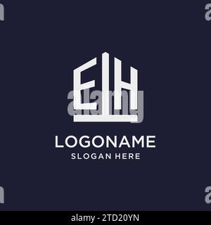 Eh conception initiale de logo de monogramme avec des idées de conception de style de forme de pentagone Illustration de Vecteur