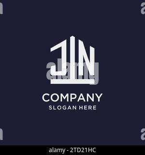 Conception initiale de logo de monogramme de JN avec des idées de conception de style de forme de pentagone Illustration de Vecteur