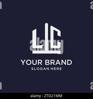 Conception initiale de logo de monogramme LC avec des idées de conception de style de forme de pentagone Illustration de Vecteur