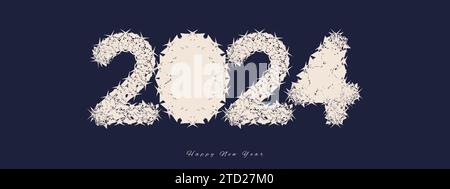2024 New Year Number Design avec concept de Joyeux Noël Illustration de Vecteur