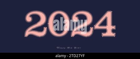 2024 New Year Number Design avec concept de Joyeux Noël Illustration de Vecteur