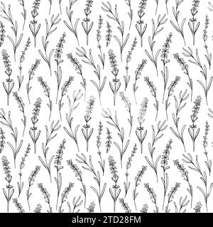 Motif lavande sans coutures. Imprimé vectoriel dessiné à la main pour tissu, textile, fond d'écran et fonds d'écran Illustration de Vecteur