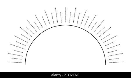 Moitié du soleil, illustration vectorielle de ligne noire du coucher du soleil et du lever du soleil Illustration de Vecteur