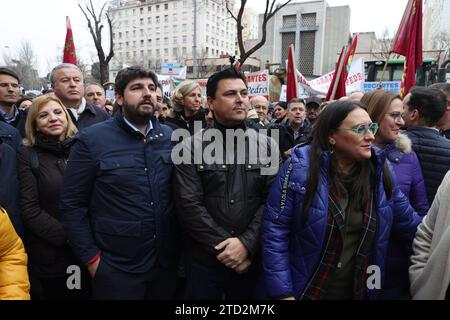 Madrid, 01/11/2023. Démonstration d'irrigateurs du Levante espagnol en présence de Santiago Abascal et du président López Mirás, entre autres personnalités. Photo : Jaime García. ARCHDC. Crédit : Album / Archivo ABC / Jaime García Banque D'Images