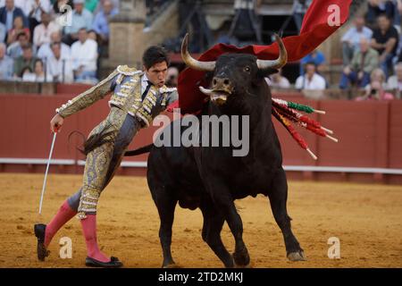 Séville, 04/19/2023. Bullfight, 3e abonnement. Six taureaux de Santiago Domecq. Torero, Álvaro Lorenzo. Photo : Raúl Doblado. ARCHSEV. Crédit : Album / Archivo ABC / Raúl Doblado Banque D'Images