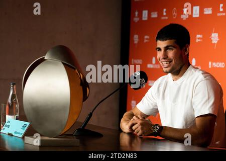 Madrid, 05/07/2023. Open de tennis de Madrid. Boîte magique. Conférence de presse et entretien avec Carlos Alcaraz. Photo : de San Bernardo. ARCHDC. Crédit : Album / Archivo ABC / Eduardo San Bernardo Banque D'Images