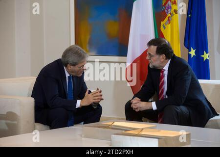 Madrid, 01/27/2017. Le Président du Gouvernement Mariano Rajoy reçoit son homologue italien Paolo Gentiloni au Palais Moncloa. Photo : Ángel de Antonio ARCHDC. Crédit : Album / Archivo ABC / Ángel de Antonio Banque D'Images