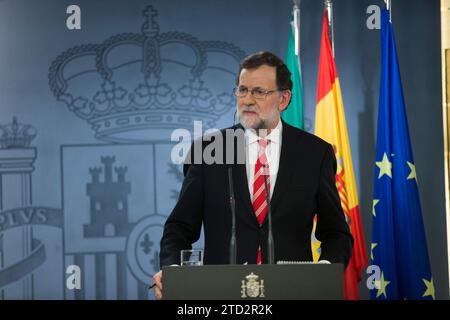 Madrid, 01/27/2017. Le Président du Gouvernement Mariano Rajoy reçoit son homologue italien Paolo Gentiloni au Palais Moncloa. Photo : Ángel de Antonio ARCHDC. Crédit : Album / Archivo ABC / Ángel de Antonio Banque D'Images