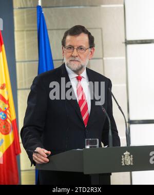 Madrid, 01/27/2017. Le Président du Gouvernement Mariano Rajoy reçoit son homologue italien Paolo Gentiloni au Palais Moncloa. Photo : Ángel de Antonio ARCHDC. Crédit : Album / Archivo ABC / Ángel de Antonio Banque D'Images