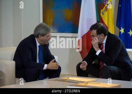 Madrid, 01/27/2017. Le Président du Gouvernement Mariano Rajoy reçoit son homologue italien Paolo Gentiloni au Palais Moncloa. Photo : Ángel de Antonio ARCHDC. Crédit : Album / Archivo ABC / Ángel de Antonio Banque D'Images