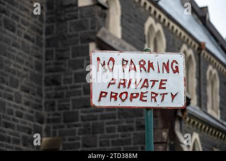 Panneau de propriété privée no parking Banque D'Images