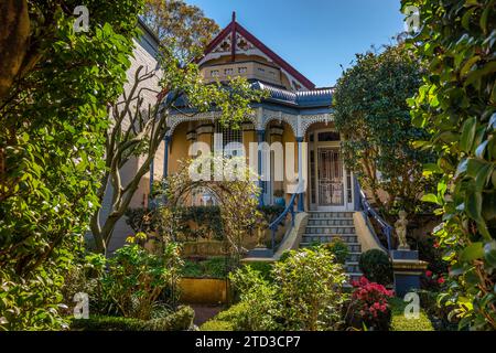 Maisons mitoyennes victoriennes à Glebe, Sydney, NSW, Australie. Banque D'Images