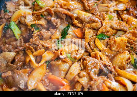 Plat traditionnel coréen de porc sauté et légumes assortis avec gochujang - Gochujang Bulgogi Banque D'Images