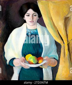 August Macke's Portrait of the Artist's Wife (1909) célèbre tableau. Original de Wikimedia Commons. Banque D'Images