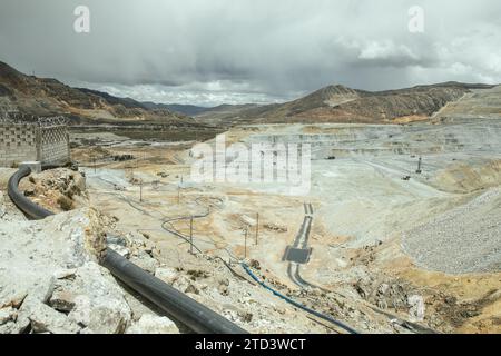 Mine à ciel ouvert pour l'extraction du zinc, Ticlio Pass, Abra de Anticona, Pérou Banque D'Images