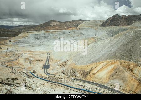 Mine à ciel ouvert pour l'extraction du zinc, Ticlio Pass, Abra de Anticona, Pérou Banque D'Images