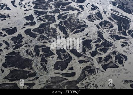 Vue aérienne vallée de la rivière Slims, route de l'Alaska, montagnes Kluane, territoire du Yukon, Canada Banque D'Images