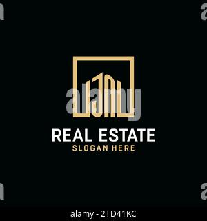 Conception initiale de logo monogramme JN avec inspiration de conception de forme carrée Illustration de Vecteur