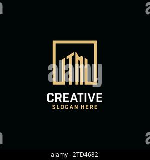 Logo monogramme TM initial inspiré du design carré Illustration de Vecteur