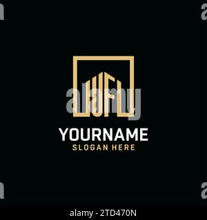 Conception initiale de logo de monogramme UF avec inspiration de conception de forme carrée Illustration de Vecteur