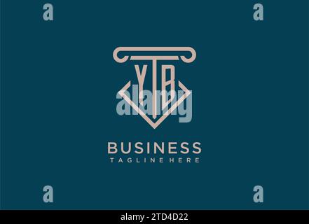 YB initial avec la conception d'icône de pilier, avocat propre et moderne, idées de conception de logo de cabinet juridique Illustration de Vecteur