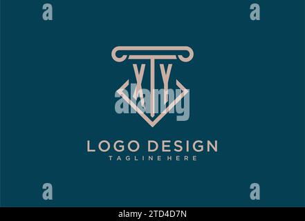 XY initial avec la conception d'icône de pilier, avocat propre et moderne, idées de conception de logo de cabinet juridique Illustration de Vecteur