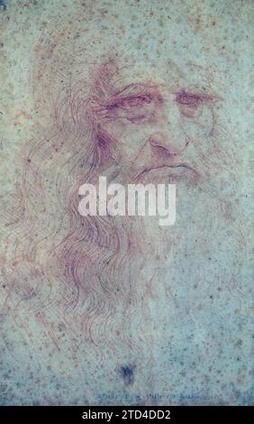 Léonard de Vinci. Autoportrait Banque D'Images