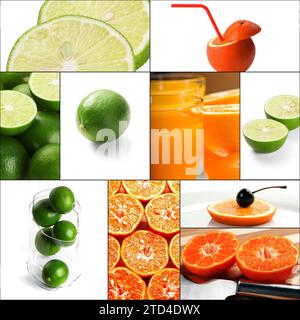 Composition de collage d'agrumes frais nichée sur un cadre carré Banque D'Images