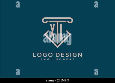 XL initial avec la conception d'icône de pilier, avocat propre et moderne, idées de conception de logo de cabinet juridique Illustration de Vecteur