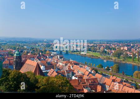 Pirna vue de la vieille ville depuis le Sonnenstein Banque D'Images