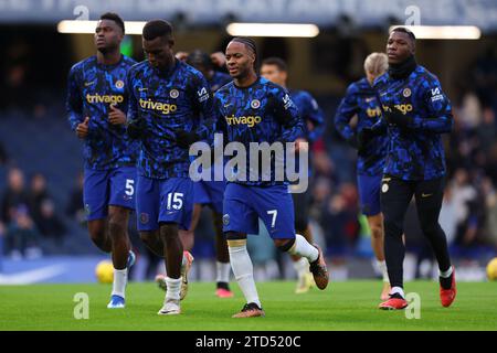 16 décembre 2023 ; Stamford Bridge, Chelsea, Londres, Angleterre : Premier League football, Chelsea contre Sheffield United ; Raheem Sterling de Chelsea échauffement Banque D'Images