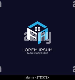 Logo initial FA monogramme avec forme hexagonale de maison abstraite, graphique vectoriel de conception de logo immobilier propre et élégant Illustration de Vecteur