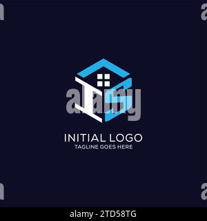 Le logo initial EST monogramme avec la forme abstraite d'hexagone de maison, graphique vectoriel de conception de logo immobilier propre et élégant Illustration de Vecteur