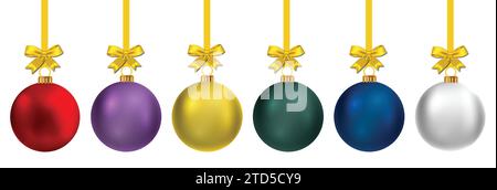 Ensemble de boules de Noël brillantes et brillantes. Articles exclusifs, et travail hautement rendu pour le prochain Noël. Illustration de Vecteur