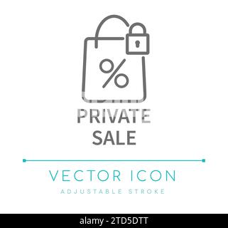 Icône de ligne vectorielle de vente privée d'e-commerce Illustration de Vecteur